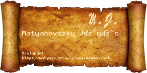 Matyasovszky Jónás névjegykártya